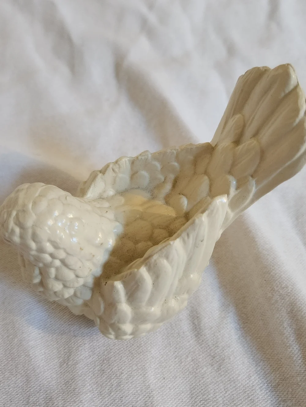 Vintage White Bird Figurine Dove Sparrow Resin Cottage Decor